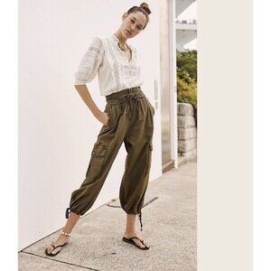 Free People Pants Womens 0 Olive Green Fly Away Parachute Pants Balloon Harem